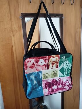 Colorblock Dog Print Travel Tote Bag - Multicolor